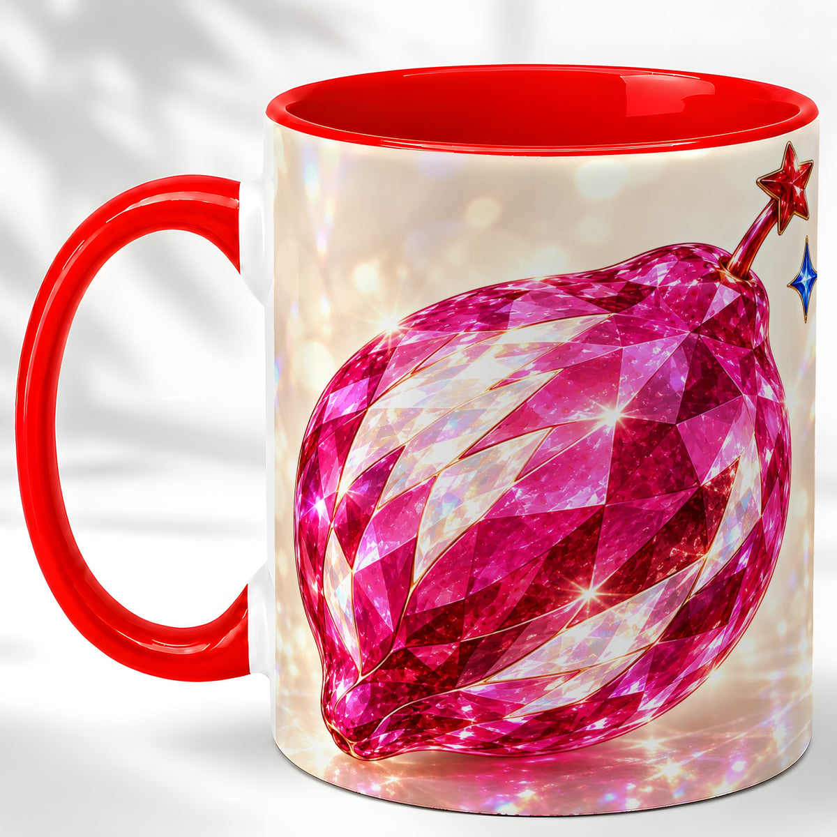 Pink Crystal Pepper Coffee Mug, Ruby Gemstone Mug, Ceramic Cup