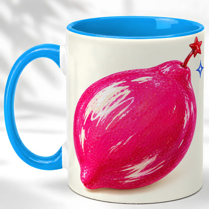 #pl[11oz|Blue] Glossy Pink Pepper Coffee Mug, Sparkling Chili Mug, Ceramic Cup