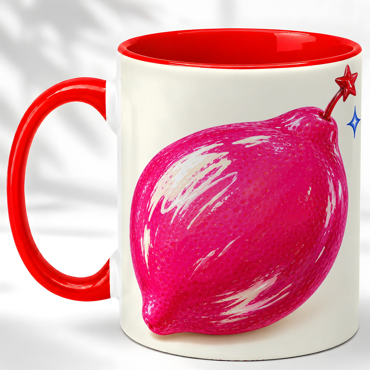 Glossy Pink Pepper Coffee Mug, Sparkling Chili Mug, Ceramic Cup