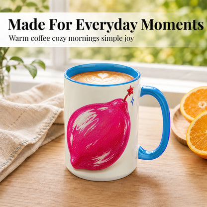 #pl[15oz|Blue] Glossy Pink Pepper Coffee Mug, Sparkling Chili Mug, Ceramic Cup