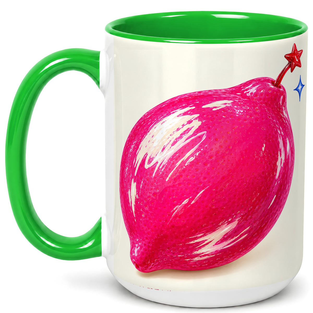 #pl[15oz|Green] Glossy Pink Pepper Coffee Mug, Sparkling Chili Mug, Ceramic Cup