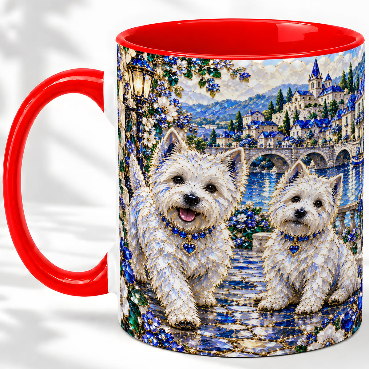 Scenic White Terrier Floral Ceramic Mug for Dog Lovers