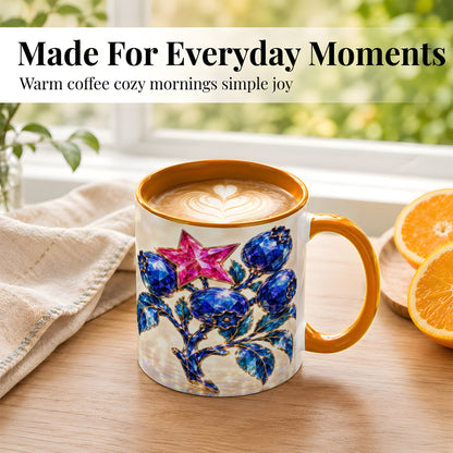 #pl[11oz|Orange] Crystal Blueberry Coffee Mug, Pink Star Mug, Ceramic Cup