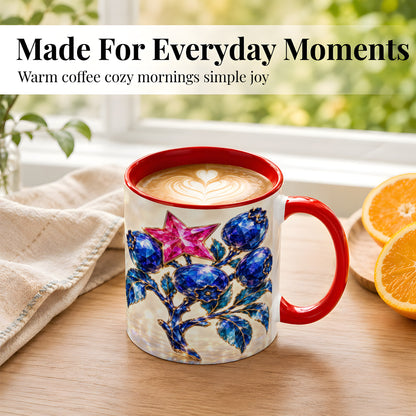 #pl[11oz|Red] Crystal Blueberry Coffee Mug, Pink Star Mug, Ceramic Cup