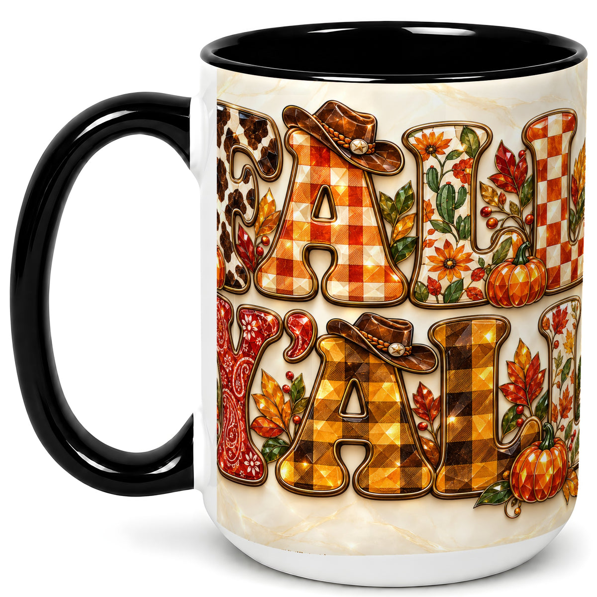#pl[15oz|Black] Western Fall Coffee Mug, Cowgirl Autumn Mug, Ceramic Cup