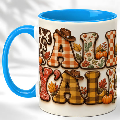 #pl[11oz|Blue] Cowgirl Fall Coffee Mug, Western Autumn Mug, Ceramic Cup