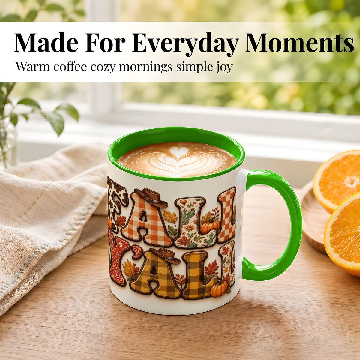 #pl[11oz|Green] Cowgirl Fall Coffee Mug, Western Autumn Mug, Ceramic Cup