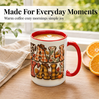 #pl[15oz|Red] Cowgirl Fall Coffee Mug, Western Autumn Mug, Ceramic Cup
