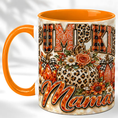 #pl[11oz|Orange] Leopard Pumpkin Coffee Mug, Fall Mom Floral Mug, Ceramic Cup