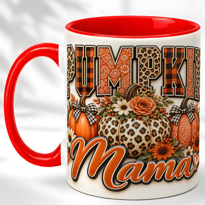 Pumpkin Patch Coffee Mug, Leopard Fall Floral Mug, Ceramic Cup