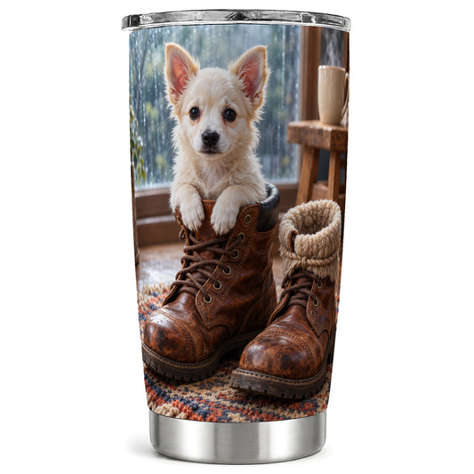 Chihuahua Tumbler 20oz, Rustic Puppy Tumbler, Stainless Steel Travel Cup