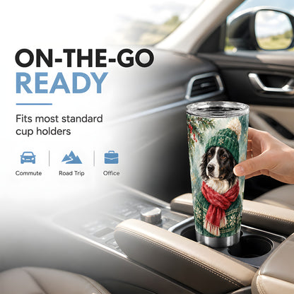 Christmas Dog Tumbler 20oz, Winter Puppy Stainless Steel Travel Cup