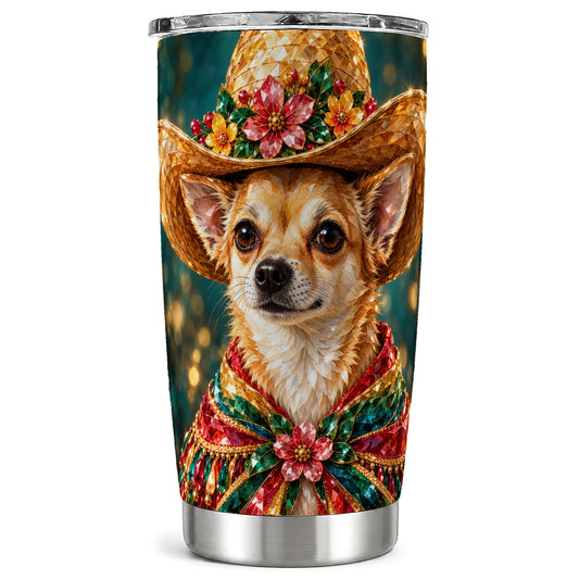 Chihuahua Cowgirl Tumbler 20oz, Western Dog Stainless Steel Travel Cup