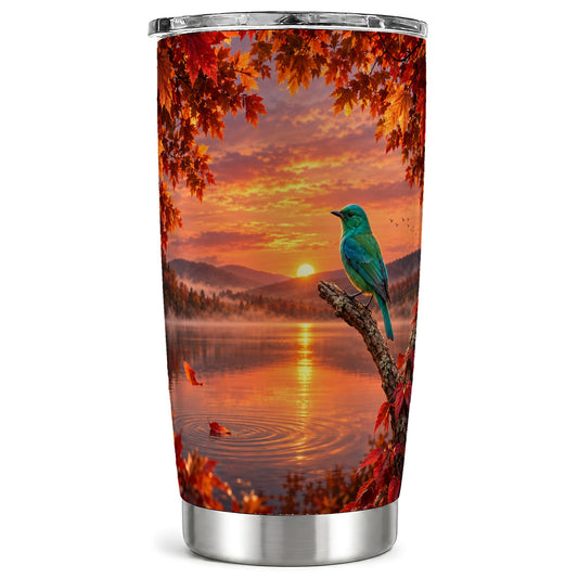 Autumn Songbird Tumbler 20oz, Lake Stainless Steel Travel Cup