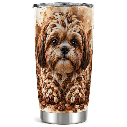 Shih Tzu Tumbler 20oz, Coffee Bean Dog Stainless Steel Travel Cup