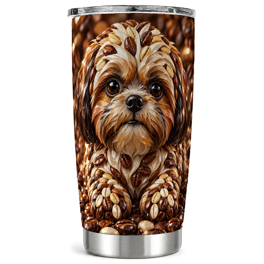 Coffee Bean Puppy Tumbler 20oz, Cute Dog Stainless Steel Travel Cup