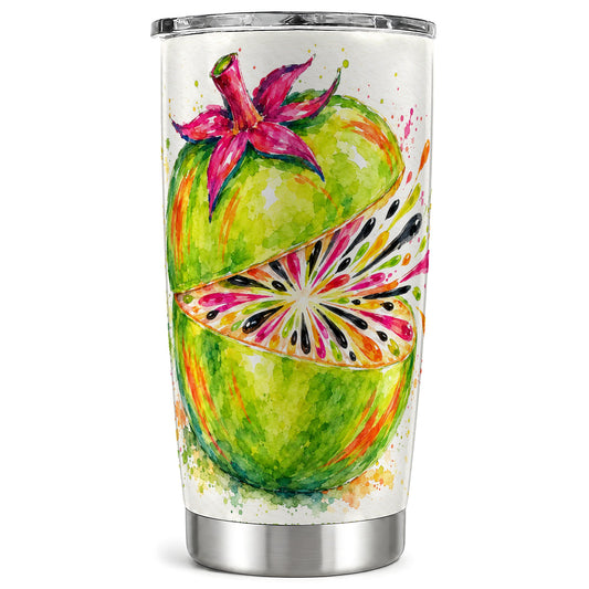 Tropical Fruit Tumbler 20oz, Watercolor Stainless Steel Travel Cup
