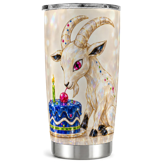 Crystal Goat Tumbler 20oz, Birthday Animal Stainless Steel Travel Cup