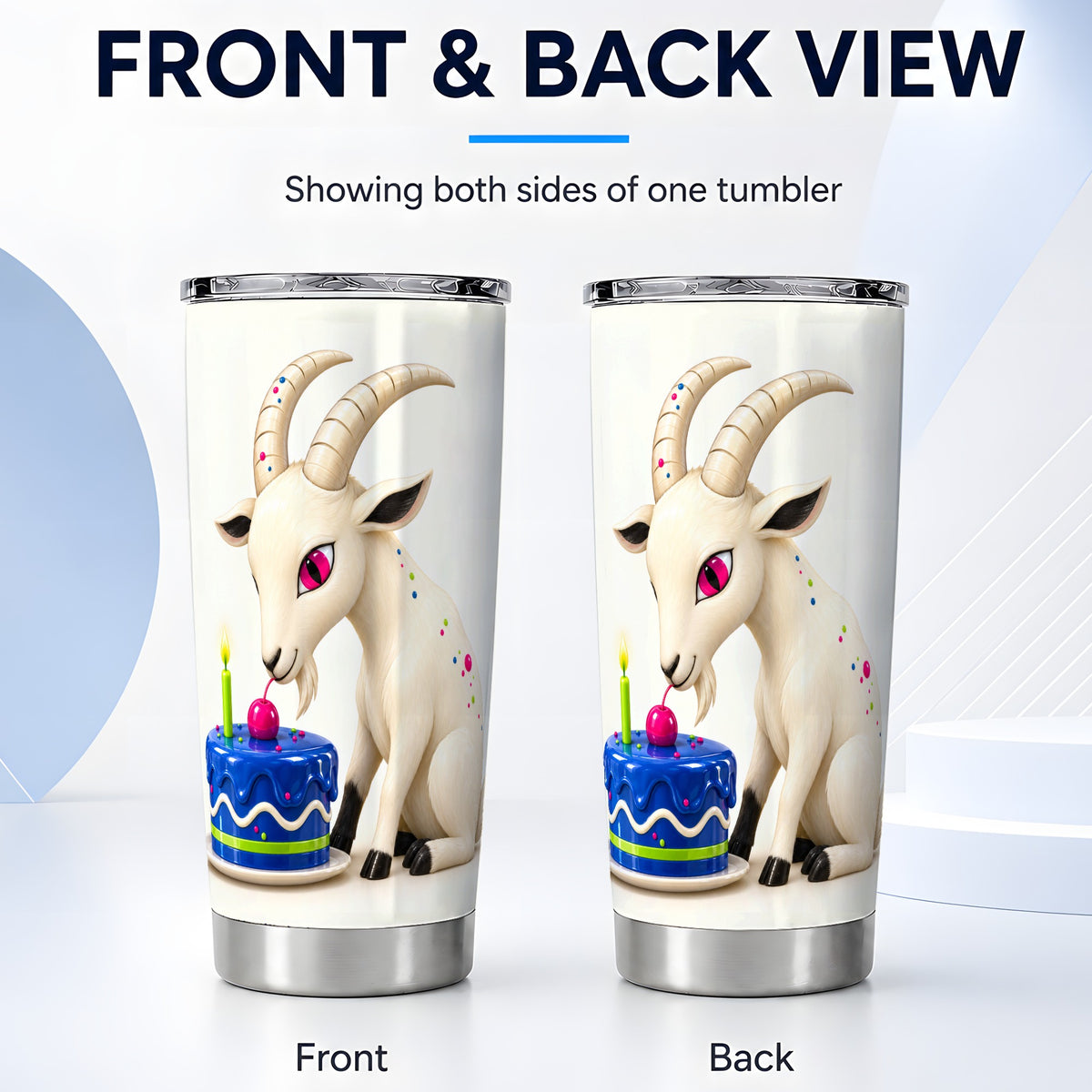 #pl[20oz|Steel] Cute Goat Tumbler 20oz, Birthday Farm Animal Stainless Steel Travel Cup