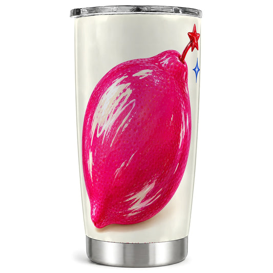 Glossy Pink Pepper Tumbler 20oz, Candy Art Stainless Steel Travel Cup
