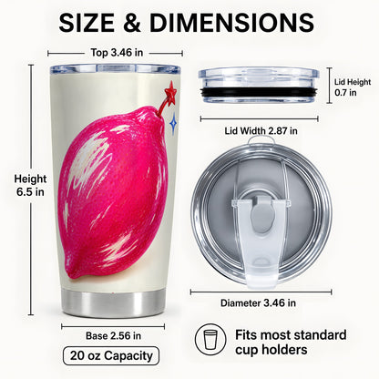 #pl[20oz|Steel] Glossy Pink Pepper Tumbler 20oz, Candy Art Stainless Steel Travel Cup