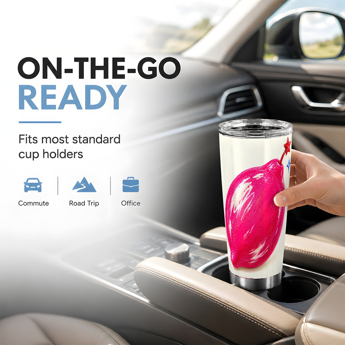 Glossy Pink Pepper Tumbler 20oz, Candy Art Stainless Steel Travel Cup