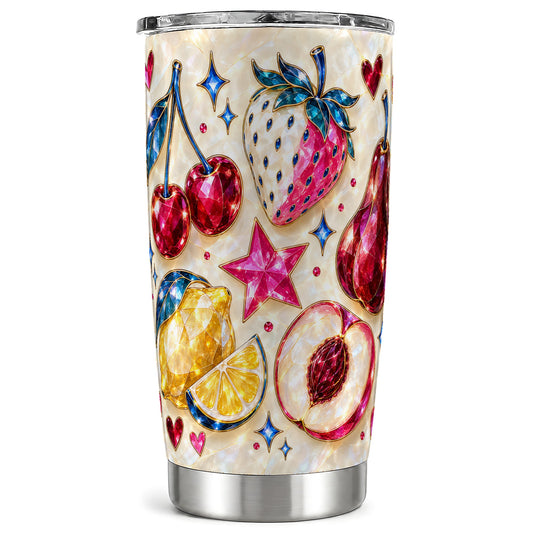 Jeweled Fruit Tumbler 20oz, Crystal Stainless Steel Travel Cup