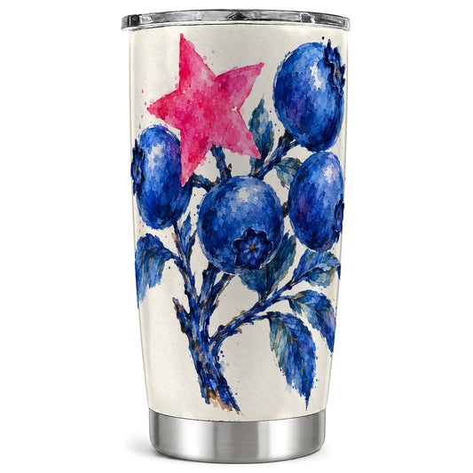 Watercolor Blueberry Tumbler 20oz, Stainless Steel Travel Cup