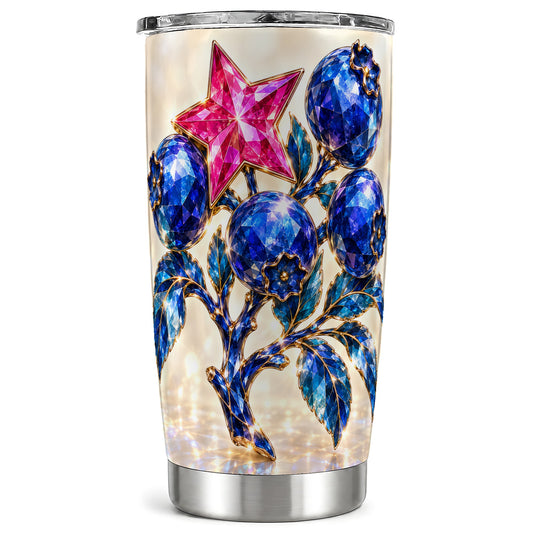 Crystal Blueberry Tumbler 20oz, Gemstone Tumbler, Stainless Steel Travel Cup