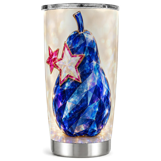 Blue Crystal Pear Tumbler 20oz, Gemstone Tumbler, Stainless Steel Travel Cup