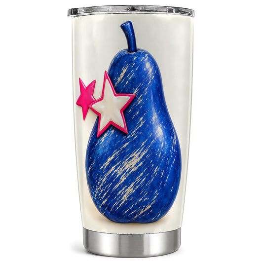 Blue Pear Tumbler 20oz, Pink Star Botanical Stainless Steel Travel Cup