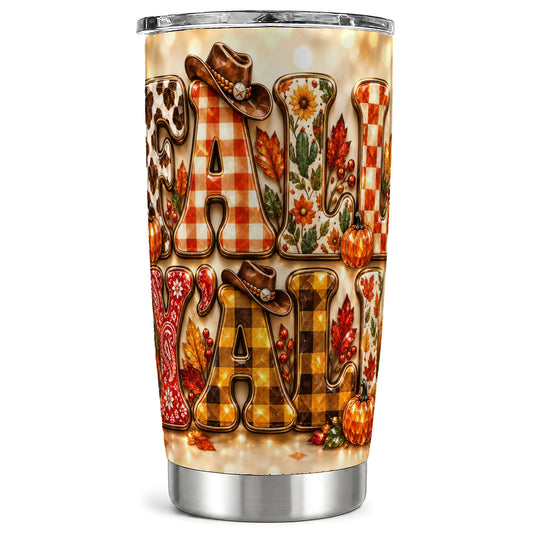 Western Autumn Tumbler 20oz, Cowboy Stainless Steel Travel Cup