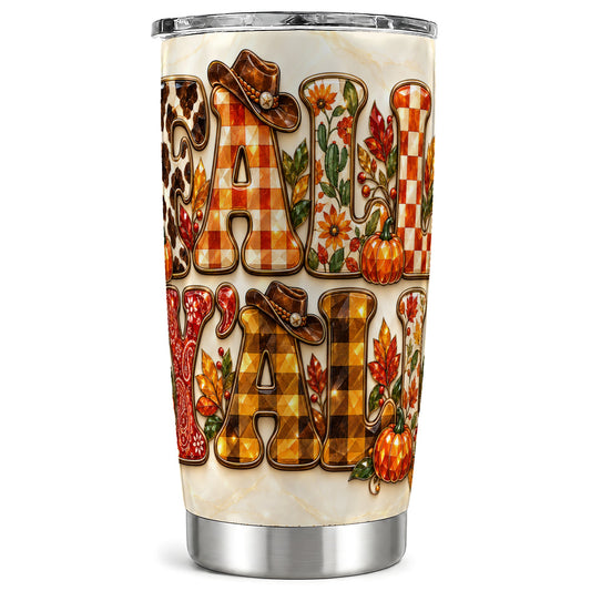 Western Fall Tumbler 20oz, Cowgirl Autumn Stainless Steel Travel Cup