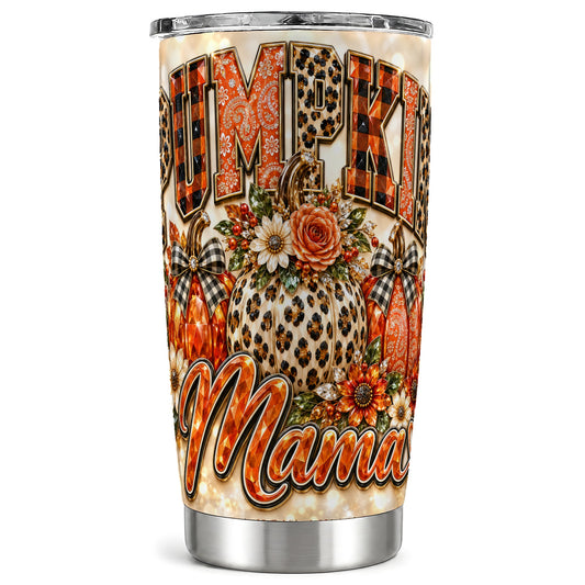 Leopard Pumpkin Tumbler 20oz, Fall Mom Stainless Steel Travel Cup