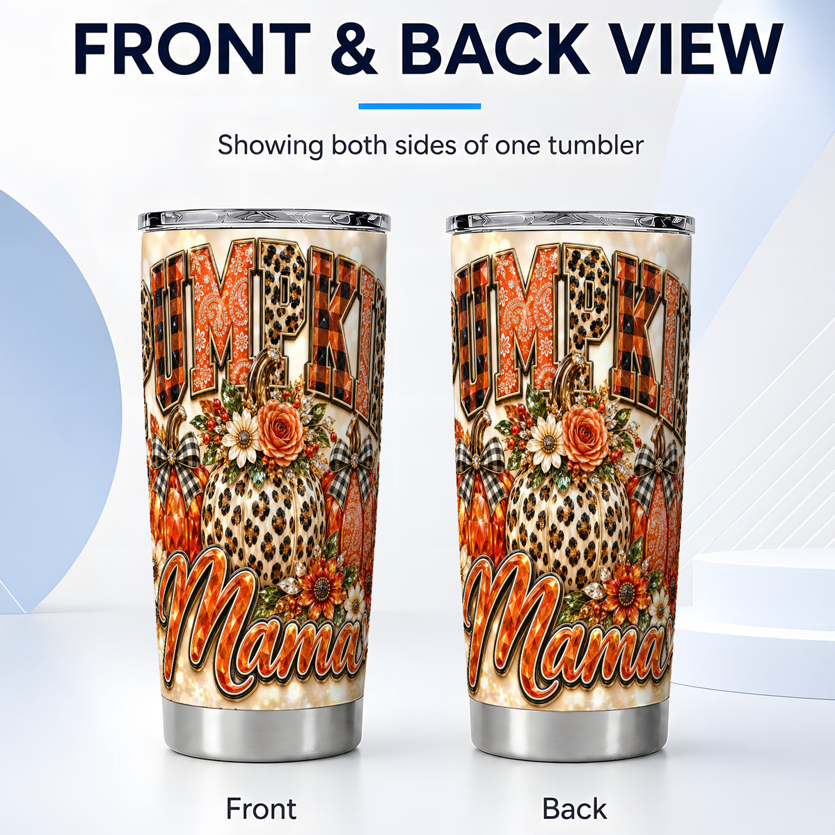 #pl[20oz|Steel] Leopard Pumpkin Tumbler 20oz, Fall Mom Stainless Steel Travel Cup