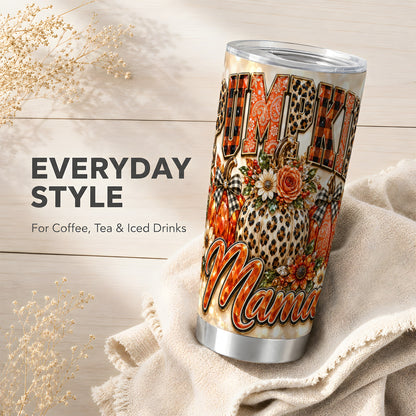 Leopard Pumpkin Tumbler 20oz, Fall Mom Stainless Steel Travel Cup