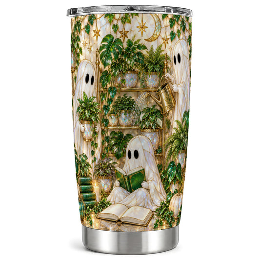 Botanical Ghost Tumbler 20oz, Halloween Stainless Steel Travel Cup