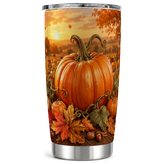 Pumpkin Patch Tumbler 20oz, Autumn Sunset Stainless Steel Travel Cup