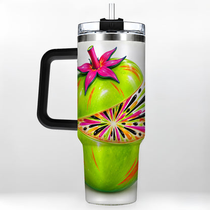 #pl[40oz|Black] Neon Fruit 40oz Tumbler with Handle, Colorful Tropical Pop Art