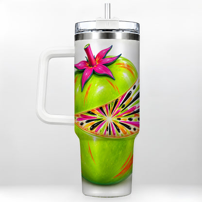 Neon Fruit 40oz Tumbler with Handle, Colorful Tropical Pop Art