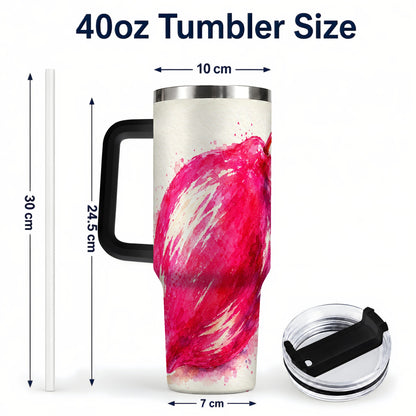 #pl[40oz|Black] Pink Shooting Star 40oz Tumbler with Handle, Watercolor Celestial Art