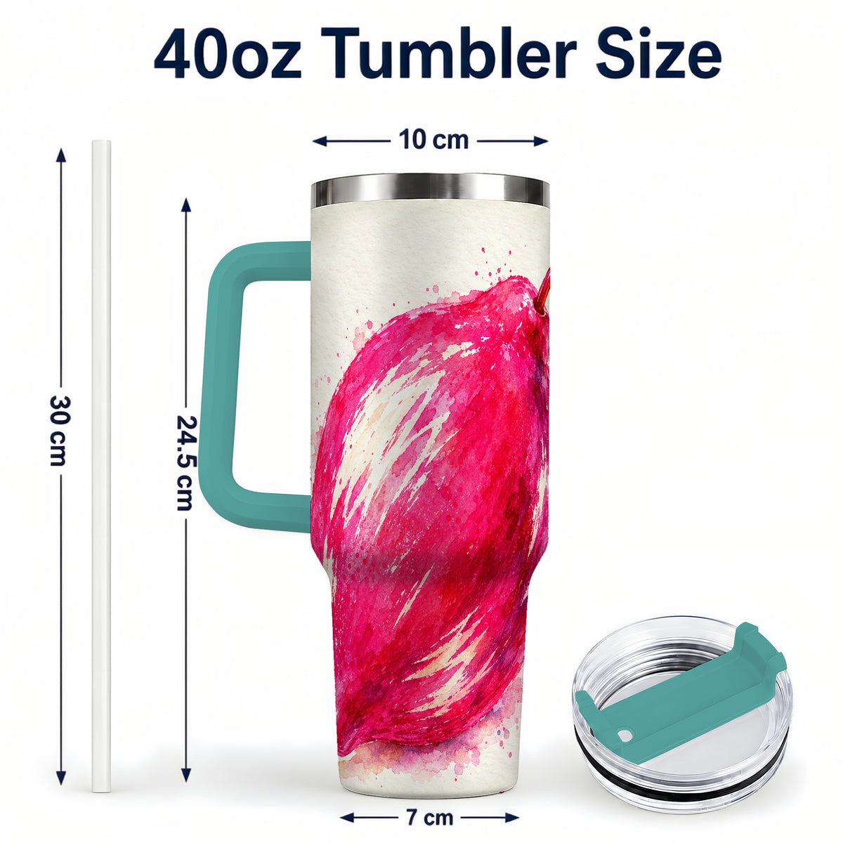 #pl[40oz|Green] Pink Shooting Star 40oz Tumbler with Handle, Watercolor Celestial Art