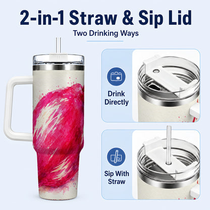 #pl[40oz|White] Pink Shooting Star 40oz Tumbler with Handle, Watercolor Celestial Art