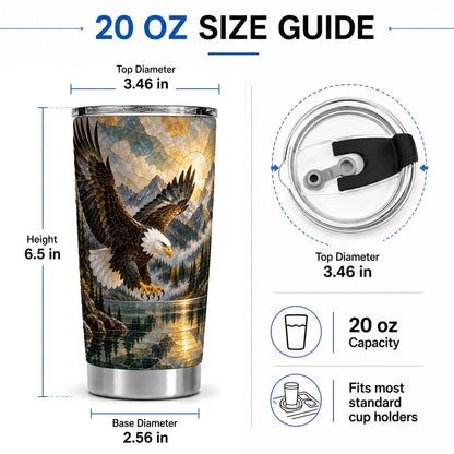 #pl[20oz|Steel] Bald Eagle Tumbler, 20oz Stainless Steel Tumbler with Mountain Art