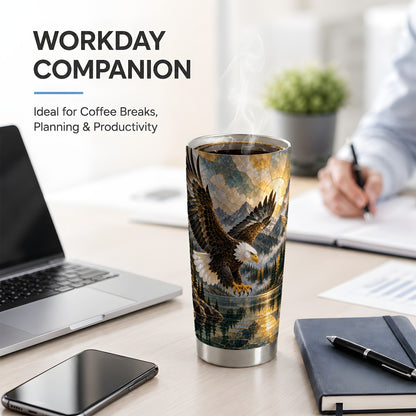 Bald Eagle Tumbler, 20oz Stainless Steel Tumbler with Mountain Art