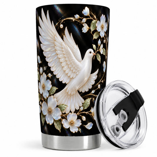 White Dove Floral 20oz Tumbler for Bird Lovers