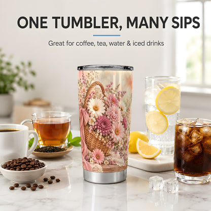 Pink Flower Basket 20oz Tumbler for Flower Lovers
