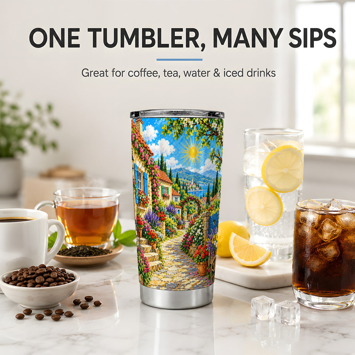 Coastal Village Garden 20oz Tumbler for Travel Lovers