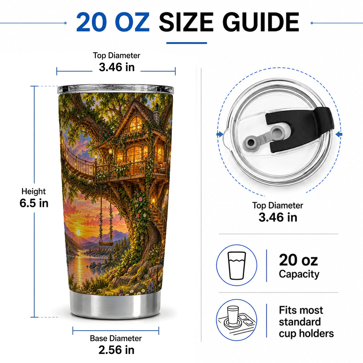 #pl[20oz|Steel] Treehouse Sunset 20oz Tumbler for Nature Lovers
