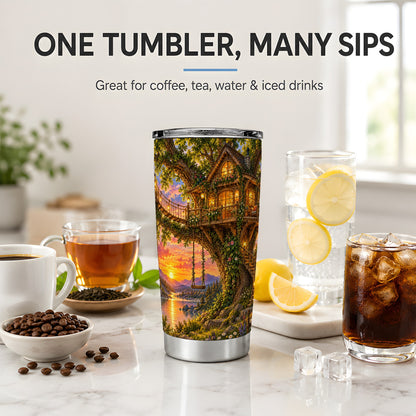 Treehouse Sunset 20oz Tumbler for Nature Lovers